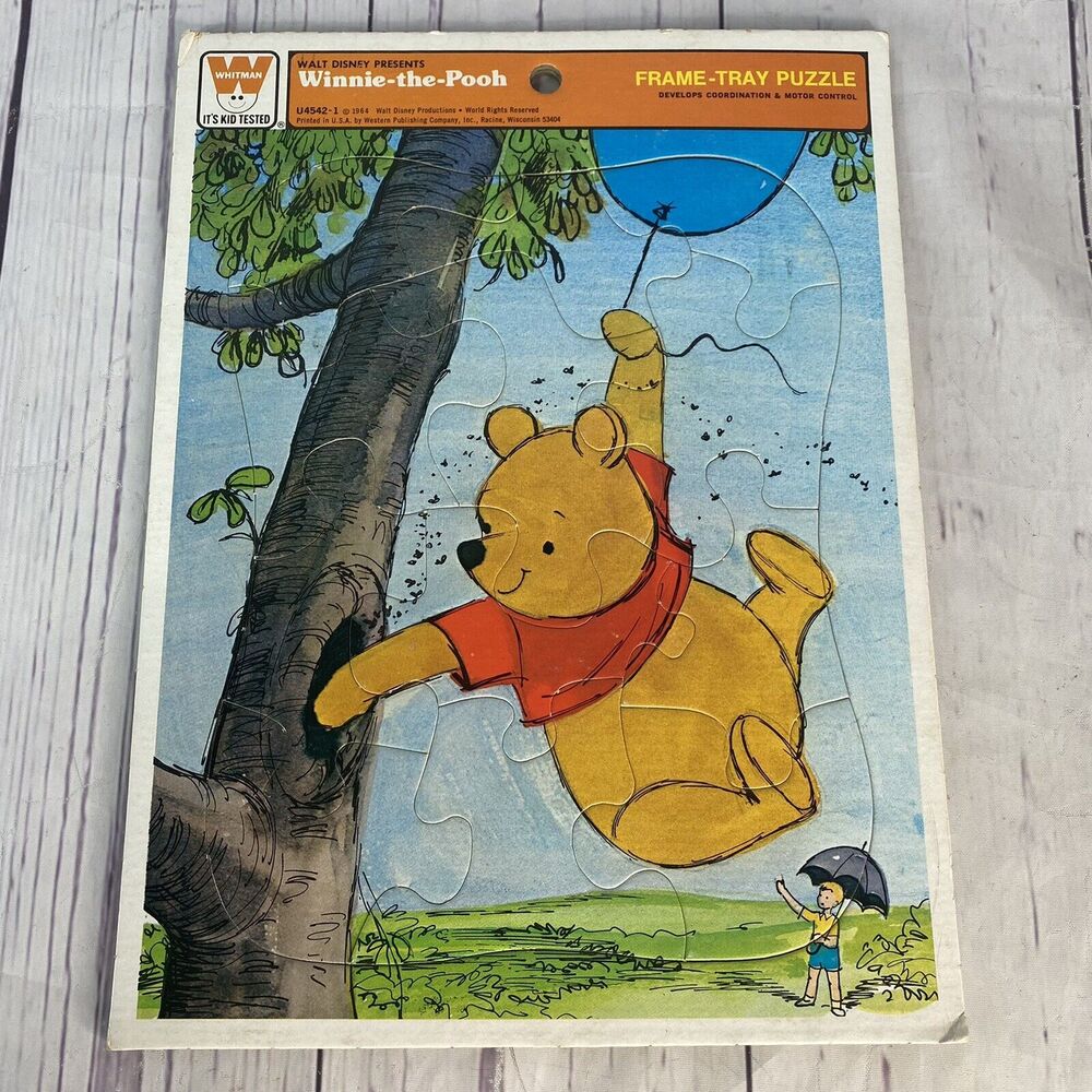 Winnie The Pooh Disney Frame Tray Puzzle Whitman 12 Piece‎ Vintage Toy 1964
